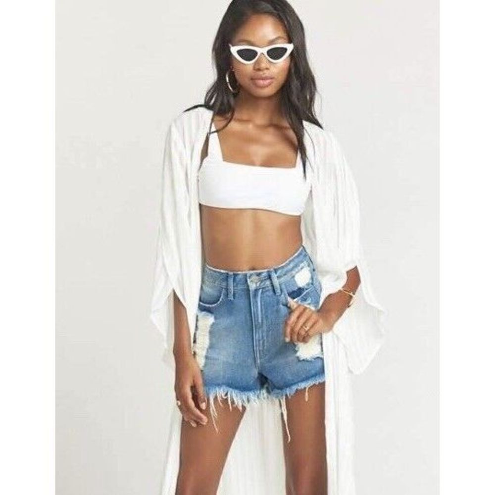 Show Me Your MuMu SMYM Womens Solid White Bikini Top NEW Mermaid Square-Neck XS